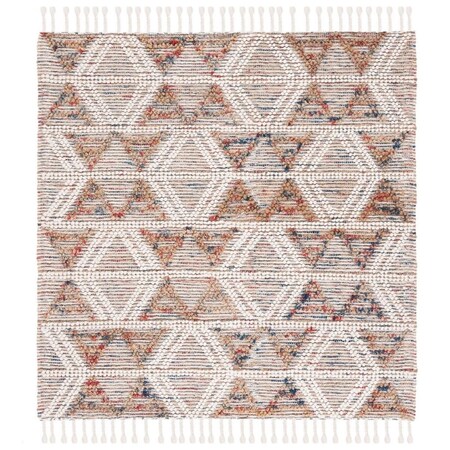 Safavieh 6 x 6 ft. Natura Contemporary & Global Square Hand Loomed Rug Ivory & Red NAT178Q-6SQ